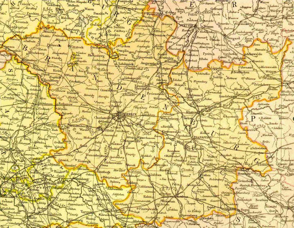 From Blackie & Sons Atlas (Edinburgh, 1882), Scale: 1:1,800,000 (or one inch equals about 28 miles)