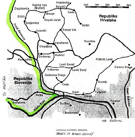 From Map by Dennis Berkley, Scale: one inch = about 1.6 kilometers = about 1 mile